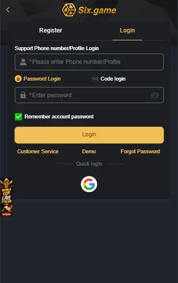 Six Game Login
