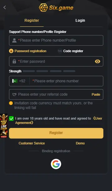 Six Game Register